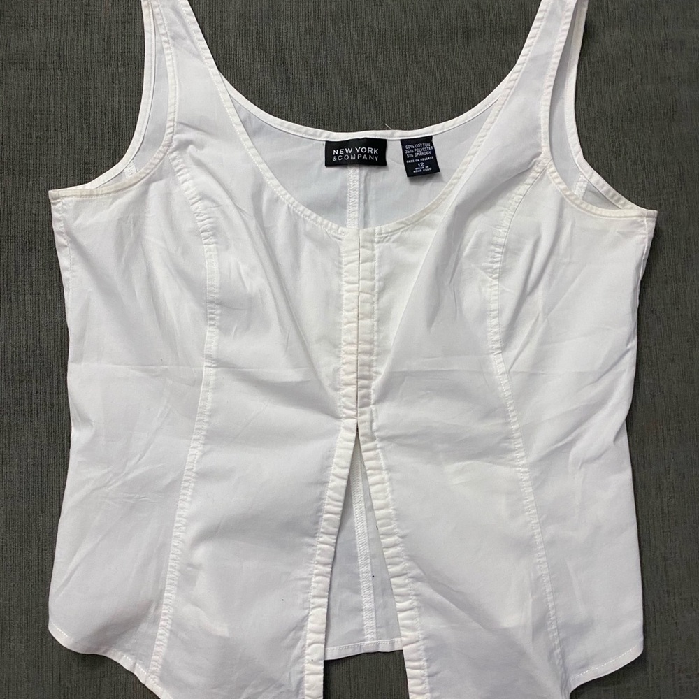 White New York & Company Snap-Down Tank Top.